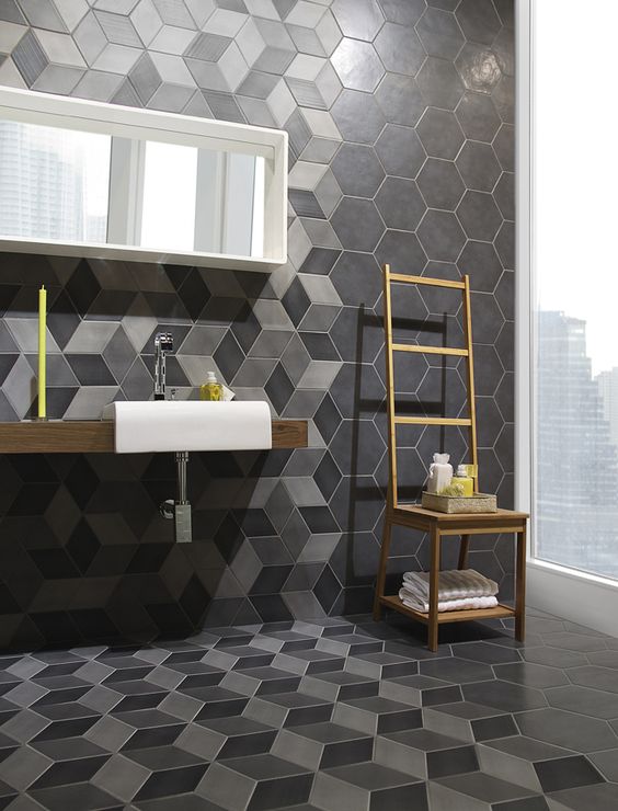 baldosas hexagonales : 28 ideas para decorar tu baño